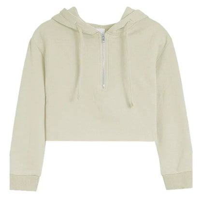 Brushed Soft Cloud Crop Half Zip Hoodie